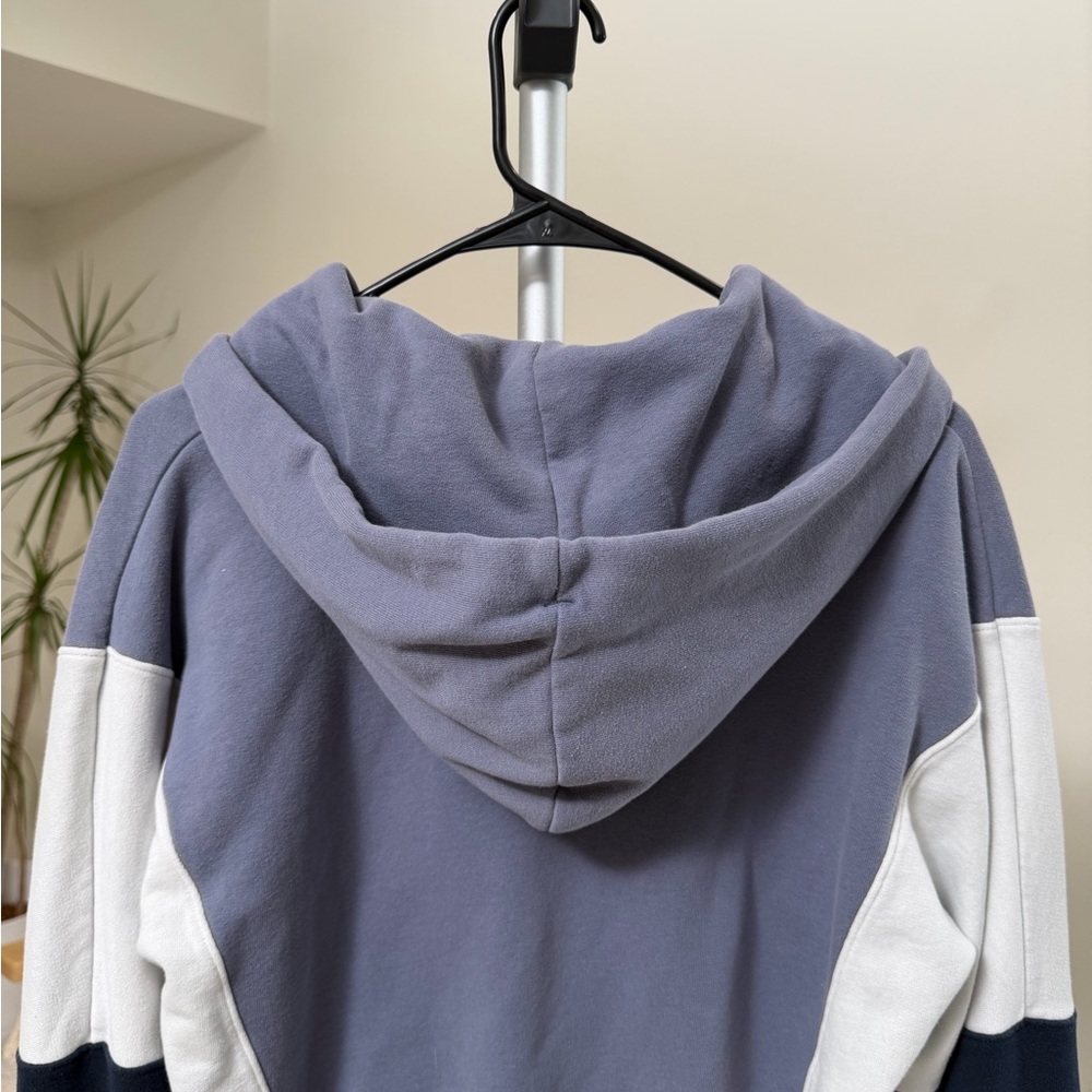 Women’s | Abercrombie Cropped Zip Up Hoodie Blue Colorblock | Medium - Picture 5 of 7
